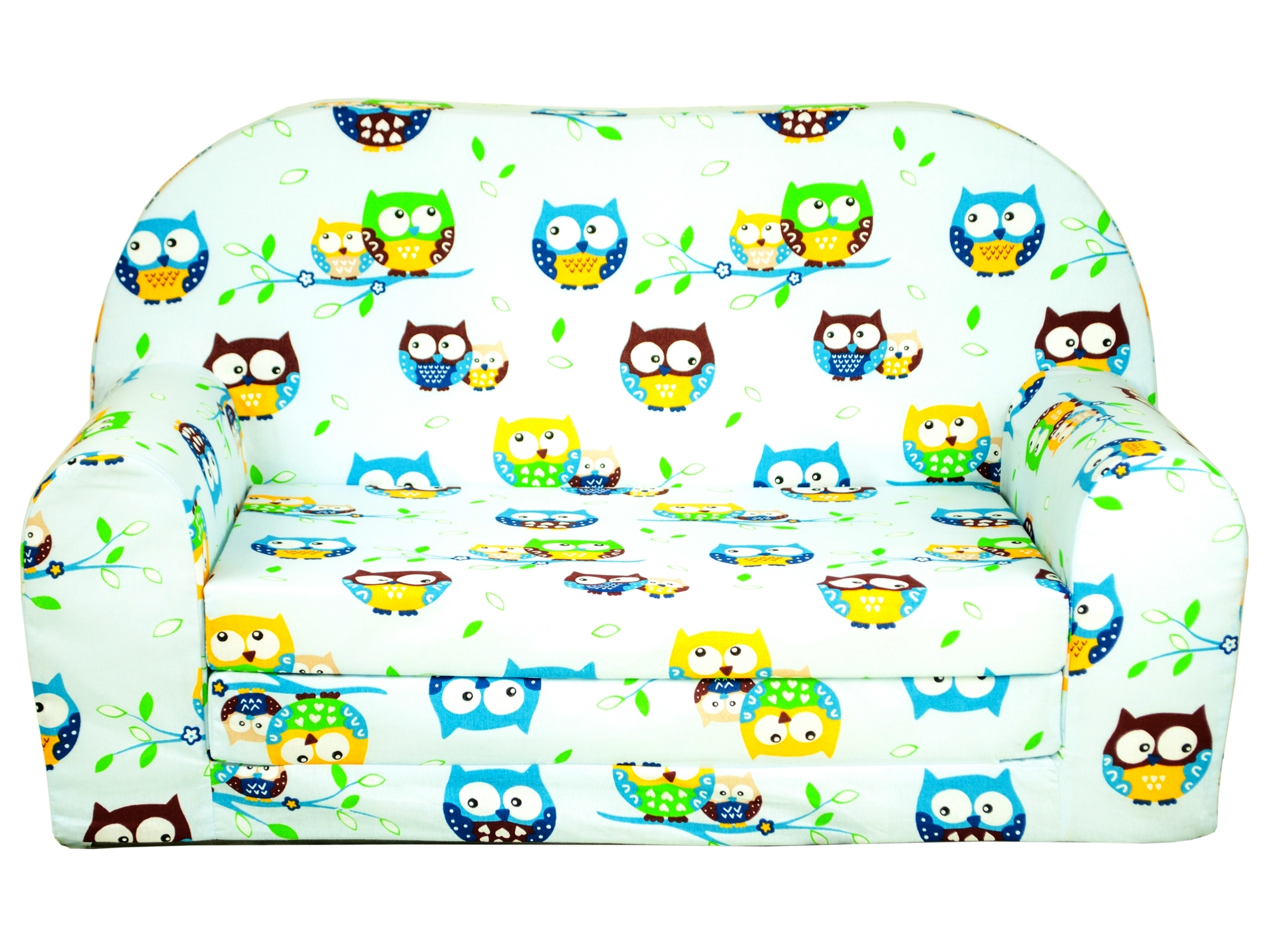 Dětská rozkládací mini pohovka Sovičky